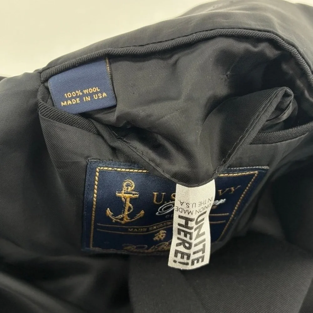US NAVY Brook Brothers 50L Premier Collection Double Breasted Blazer USA Black